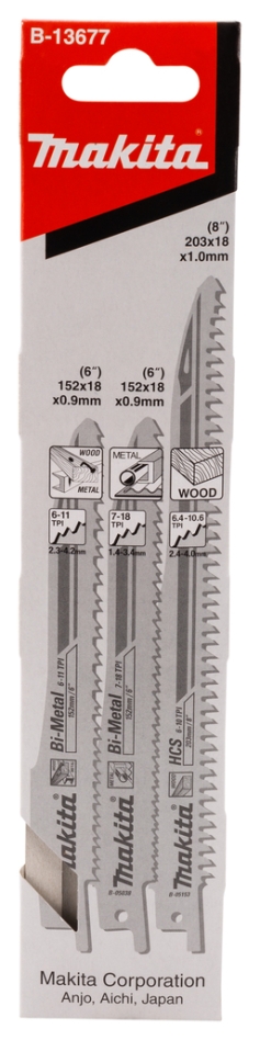 Makita Accessories B-13677 Set listova za recipročnu pilu, 3 dijela