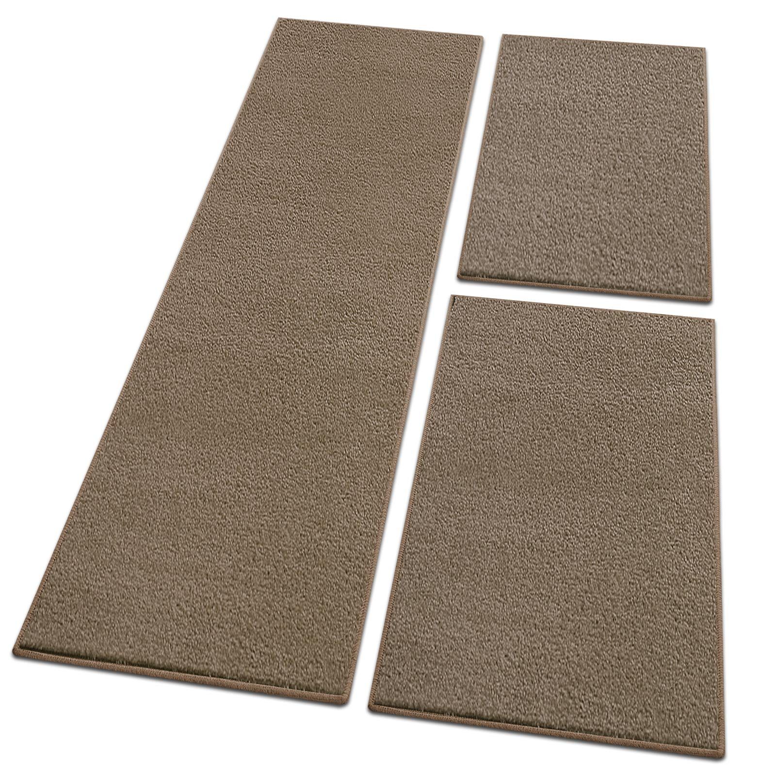 Hochflor-Bettumrandung Dynasty Hellbraun, 3 Größen, Teppichläufer, ideal im Schlafzimmer Floordirekt, Höhe 8.5 mm, (3-tlg), Velours