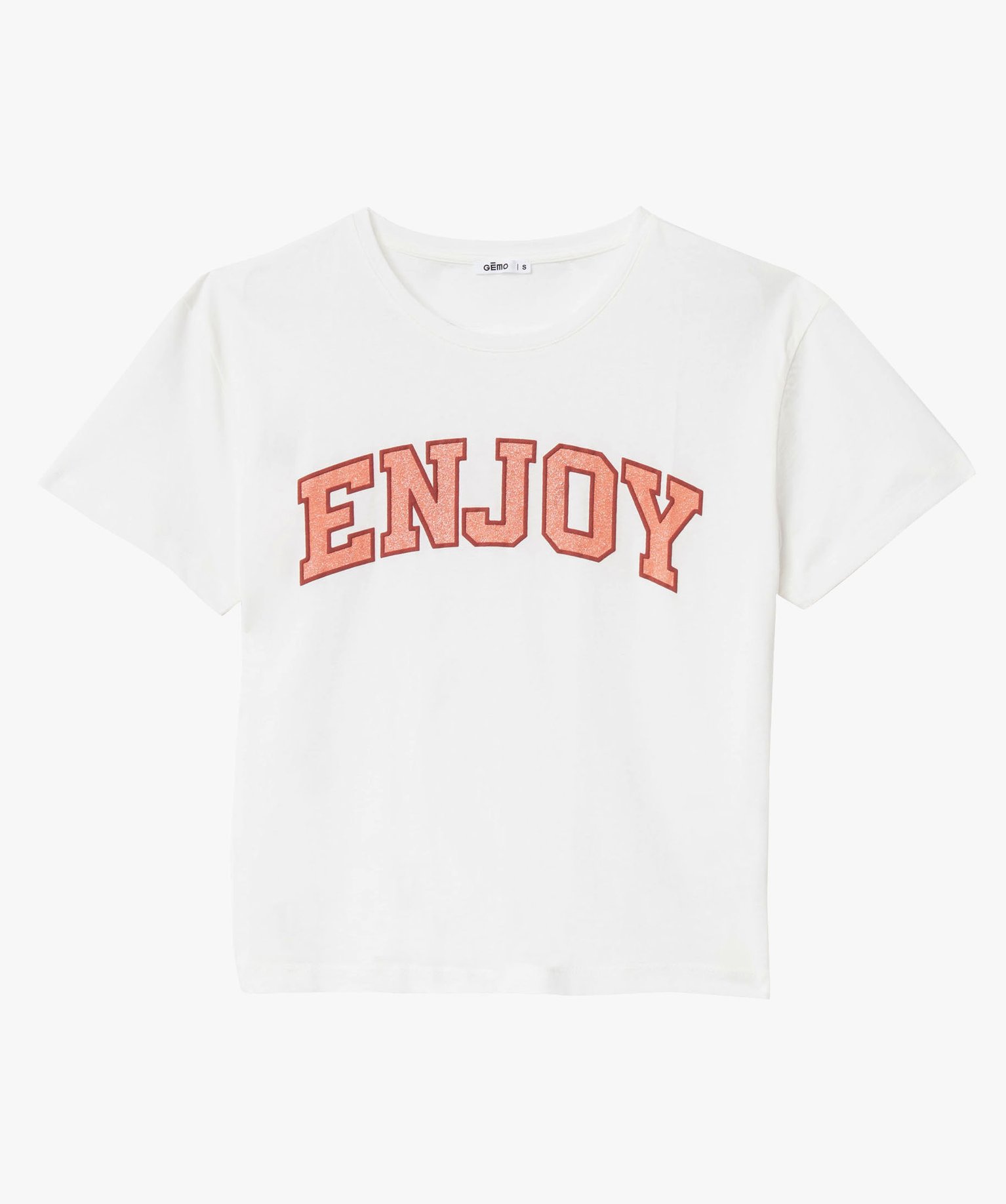 Tee-shirt à manches courtes avec message pailleté femme blanc | GEMO