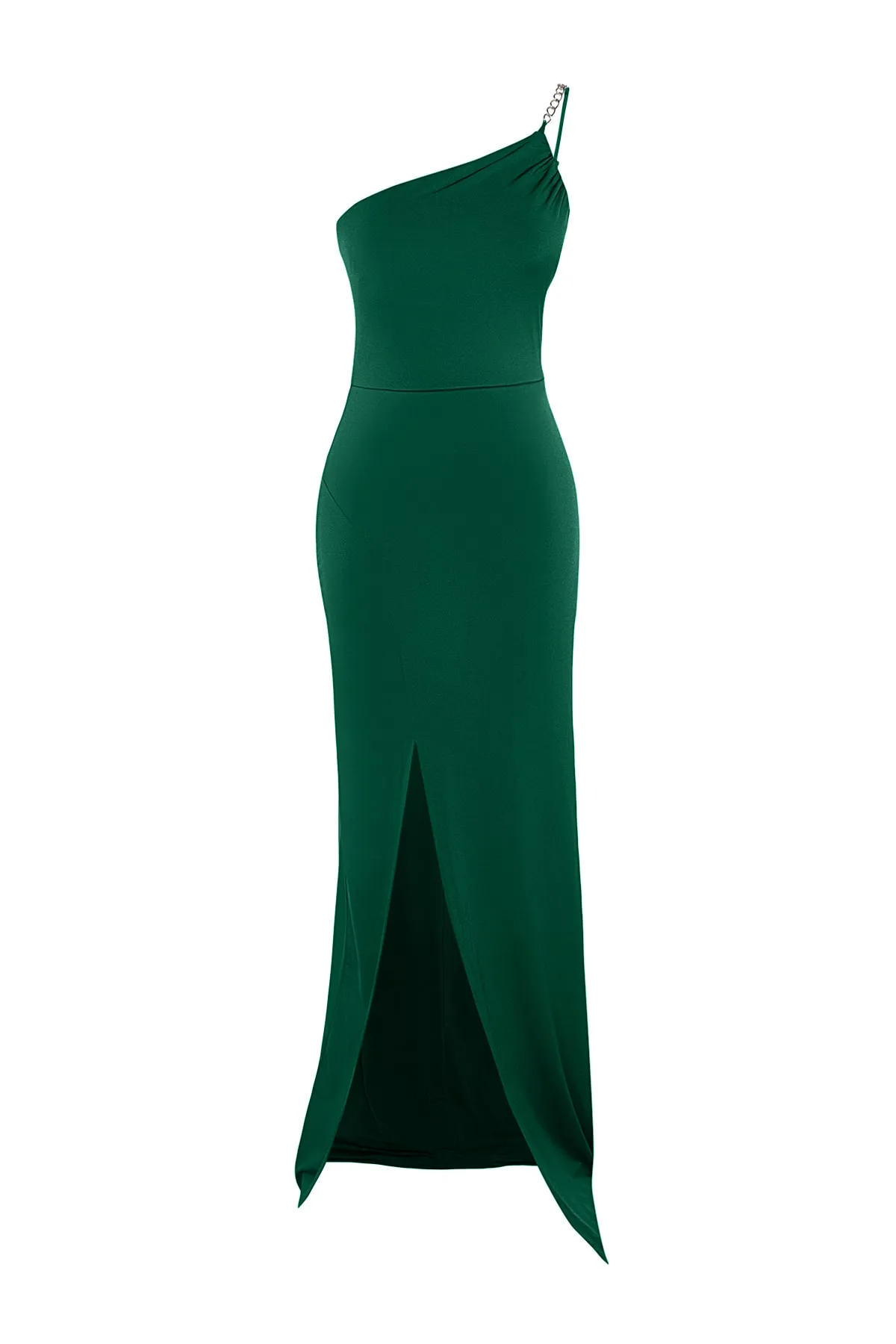 Trendyol Collection  Smaragdgrünes langes Abendkleid mit Strickaccessoires TPRSS23AE00075