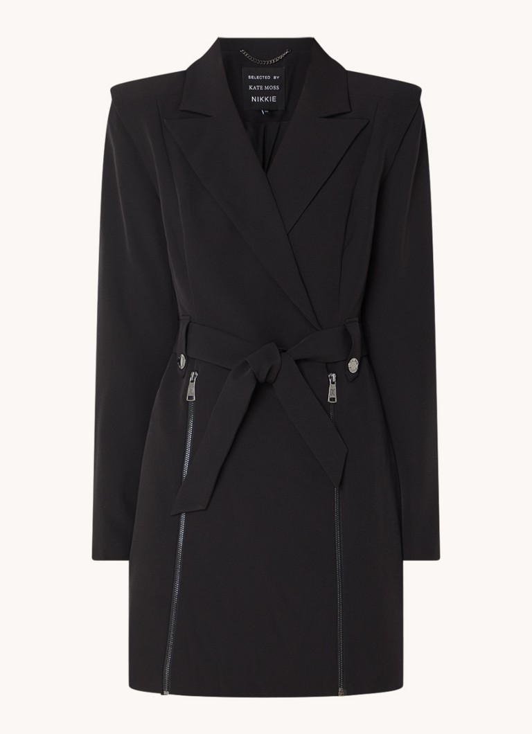 NIKKIE Africa blazer dress with tie belt and shoulder pads