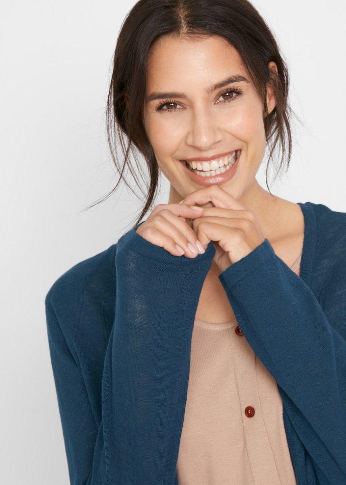 Leichte Baumwoll-Strickjacke aus Slub Qualität