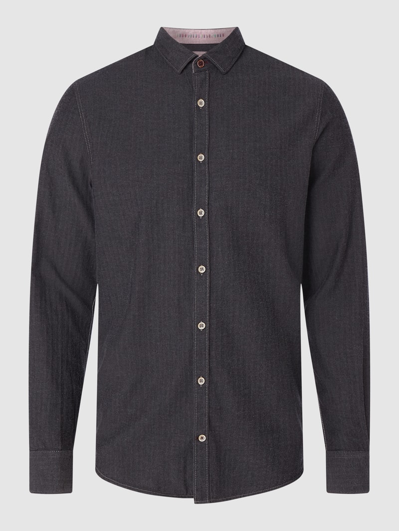 Slim Fit Business-Hemd aus Baumwoll-Kaschmir-Mix in anthrazit