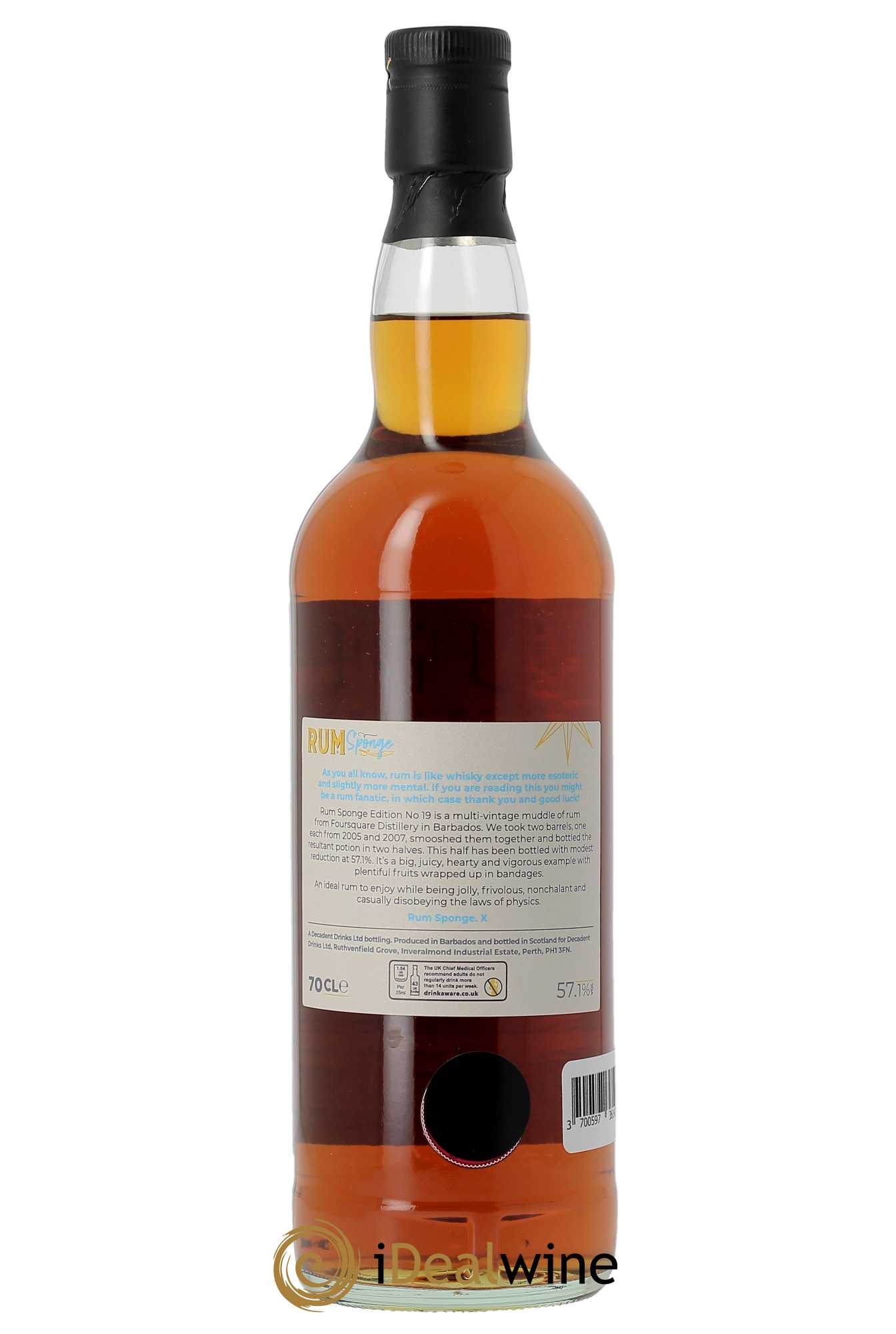 Rhum Decadent Drink 15 ans Edition No 19 Sponge (70cl)  - Lot de 1 Bouteille