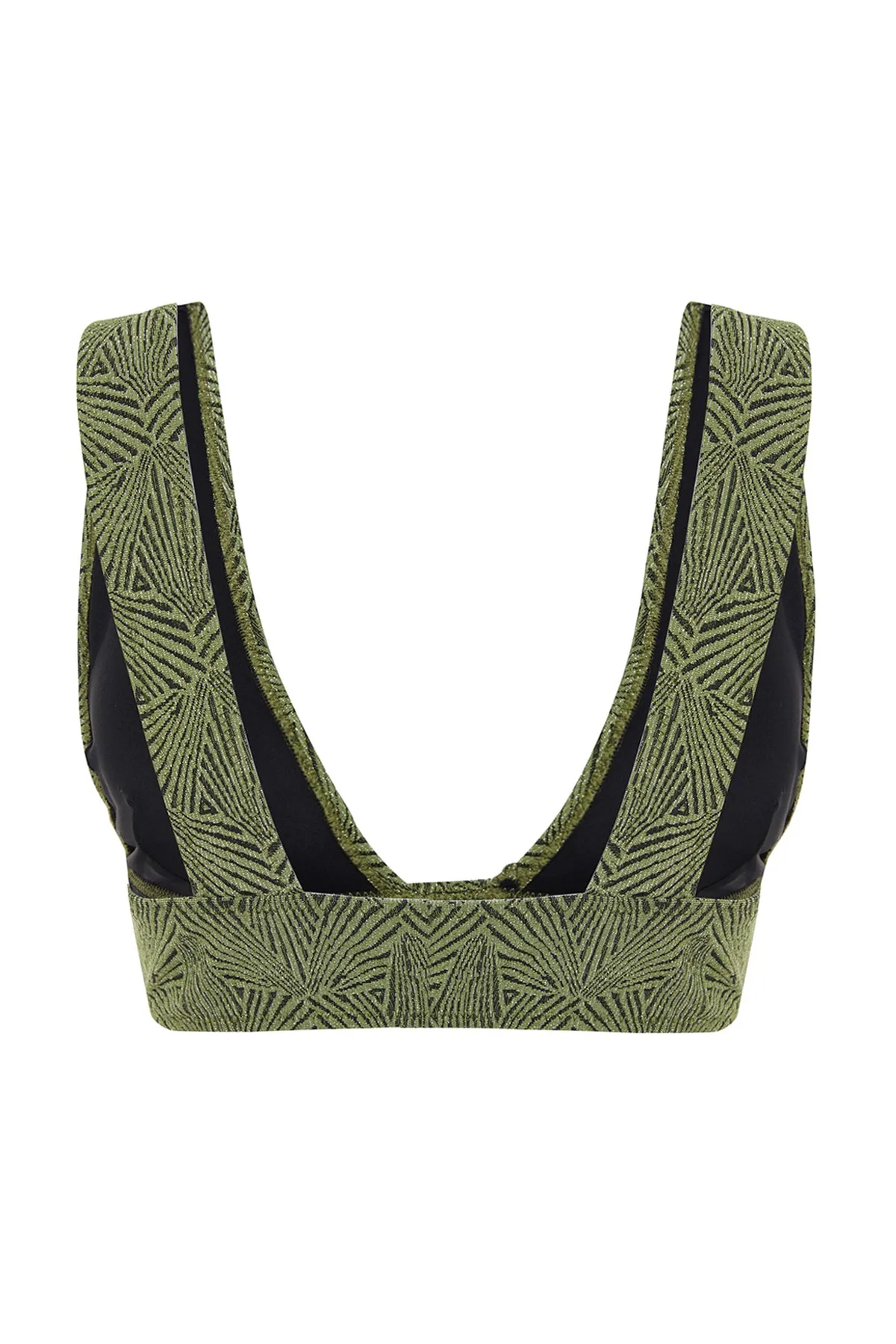 Trendyol Collection  Grünes Triangel-Bikinioberteil mit Glitzer TBESS23BU00275