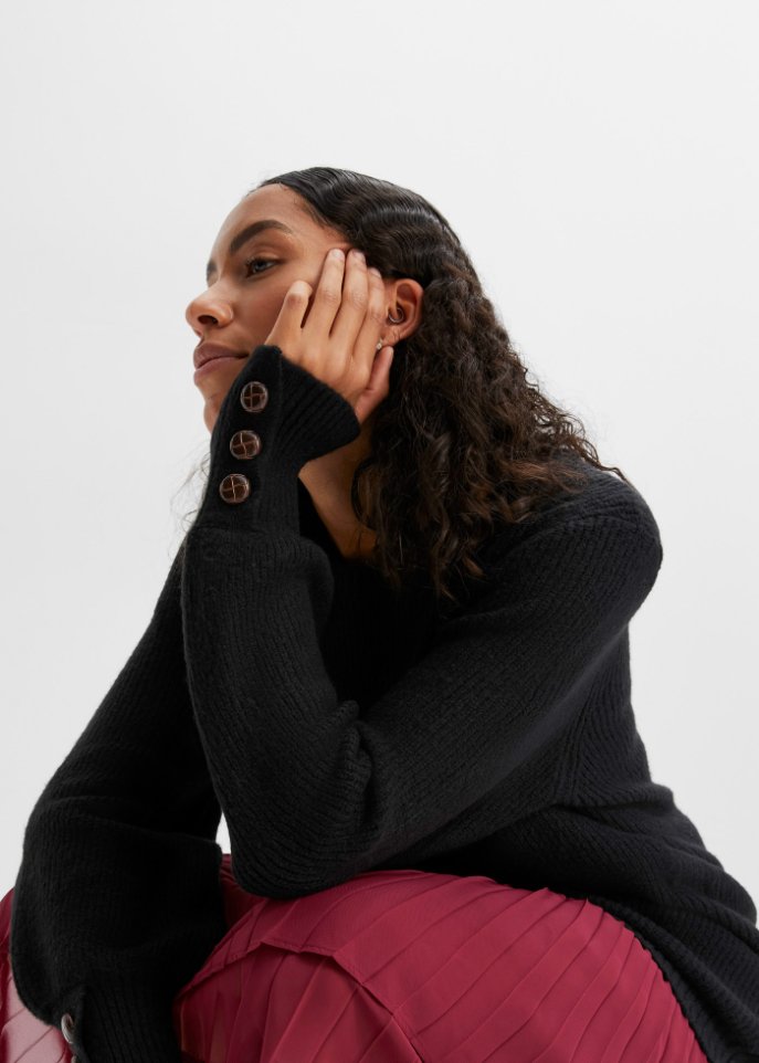 Longpullover mit Knöpfen