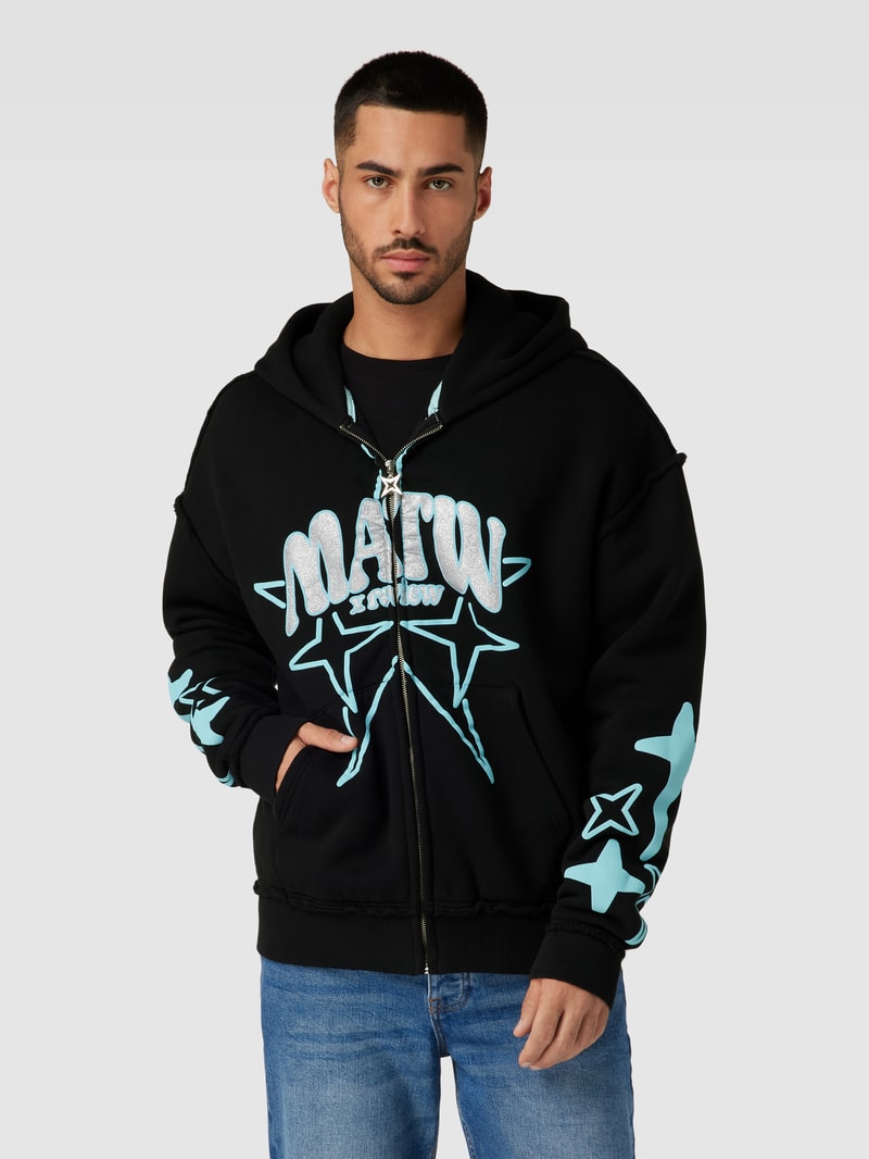 Sweatjacke mit Label-Print - MATW X REVIEW in schwarz