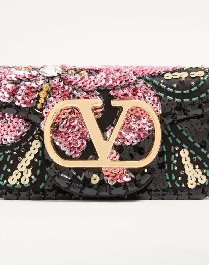 Bolsa de ombro pequena bordada Valentino Garavani Locò