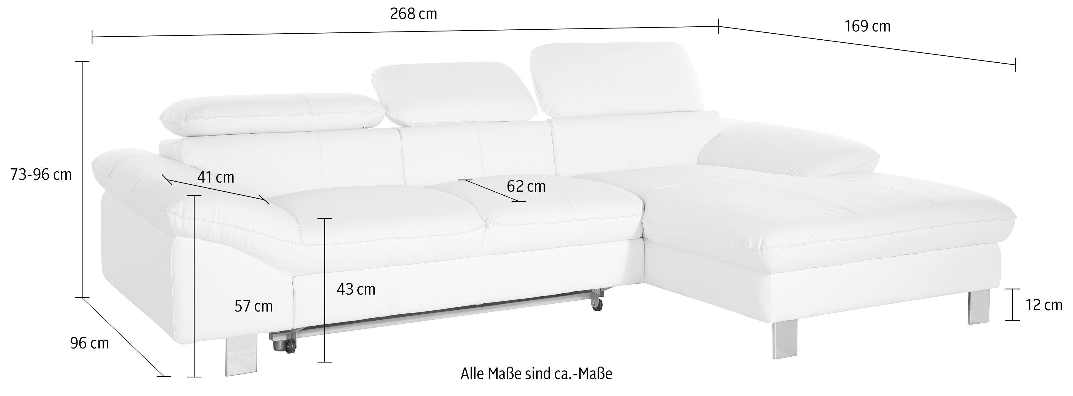 COTTA Polstergarnitur Driver, (Set), bestehend aus Ecksofa und Hocker, mit Kopfteilverstellung