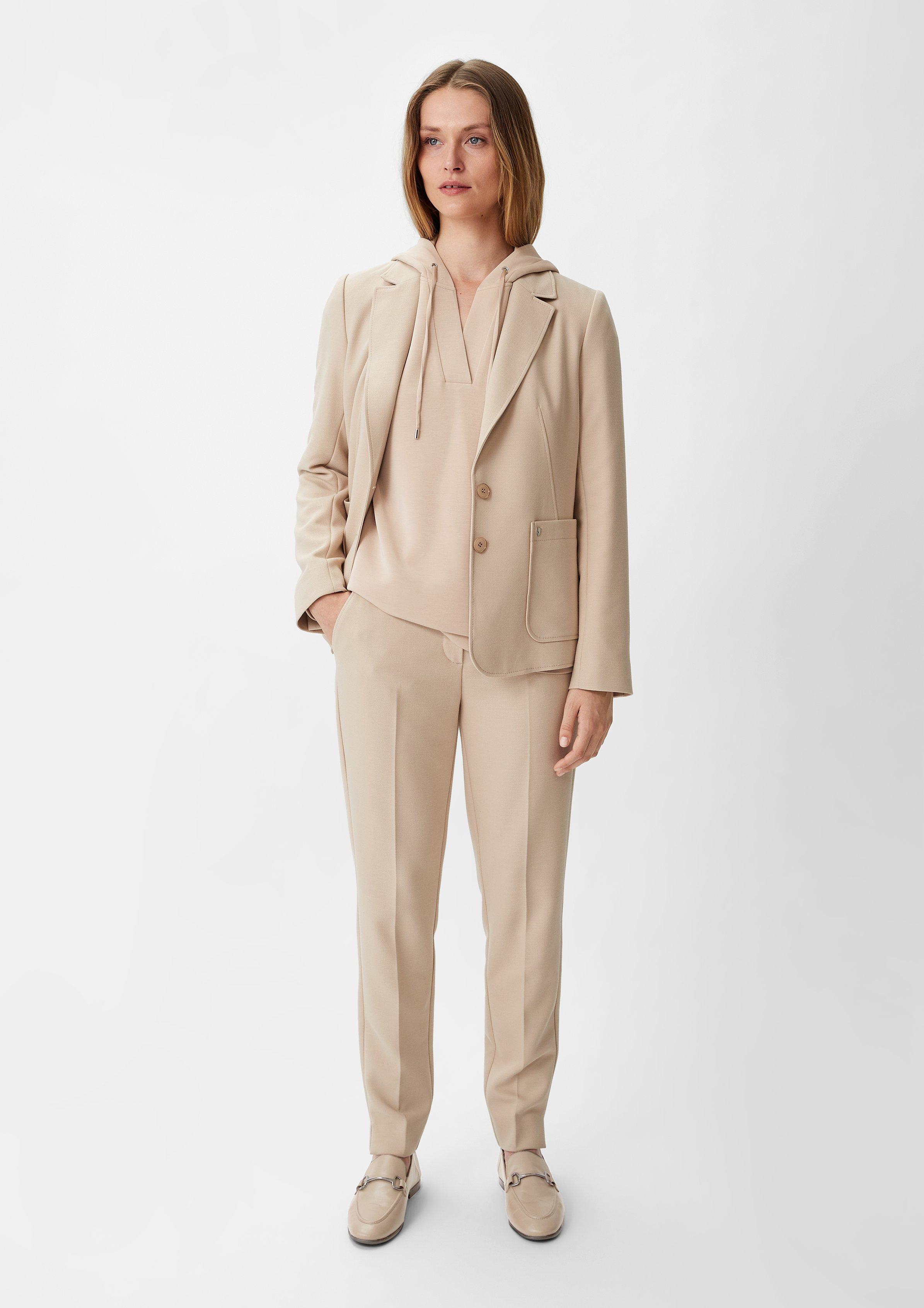Sweatshirt mit tiefem V-Ausschnitt - helles beige