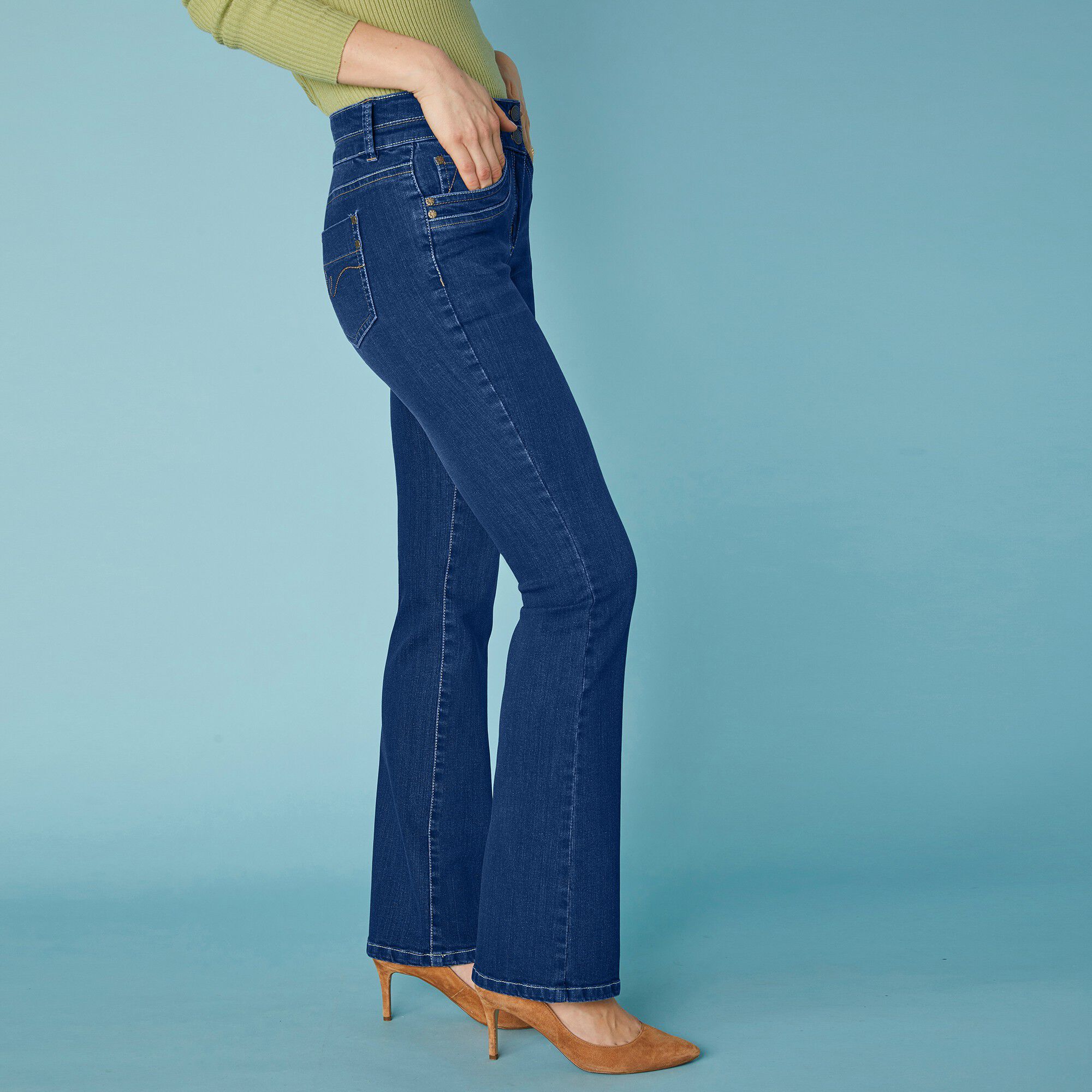 Jean délavé coupe bootcut stretch
