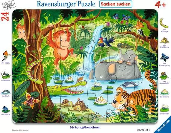 Kinderpuzzle ab 4 Jahren - Dschungelbewohner - 24 Teile