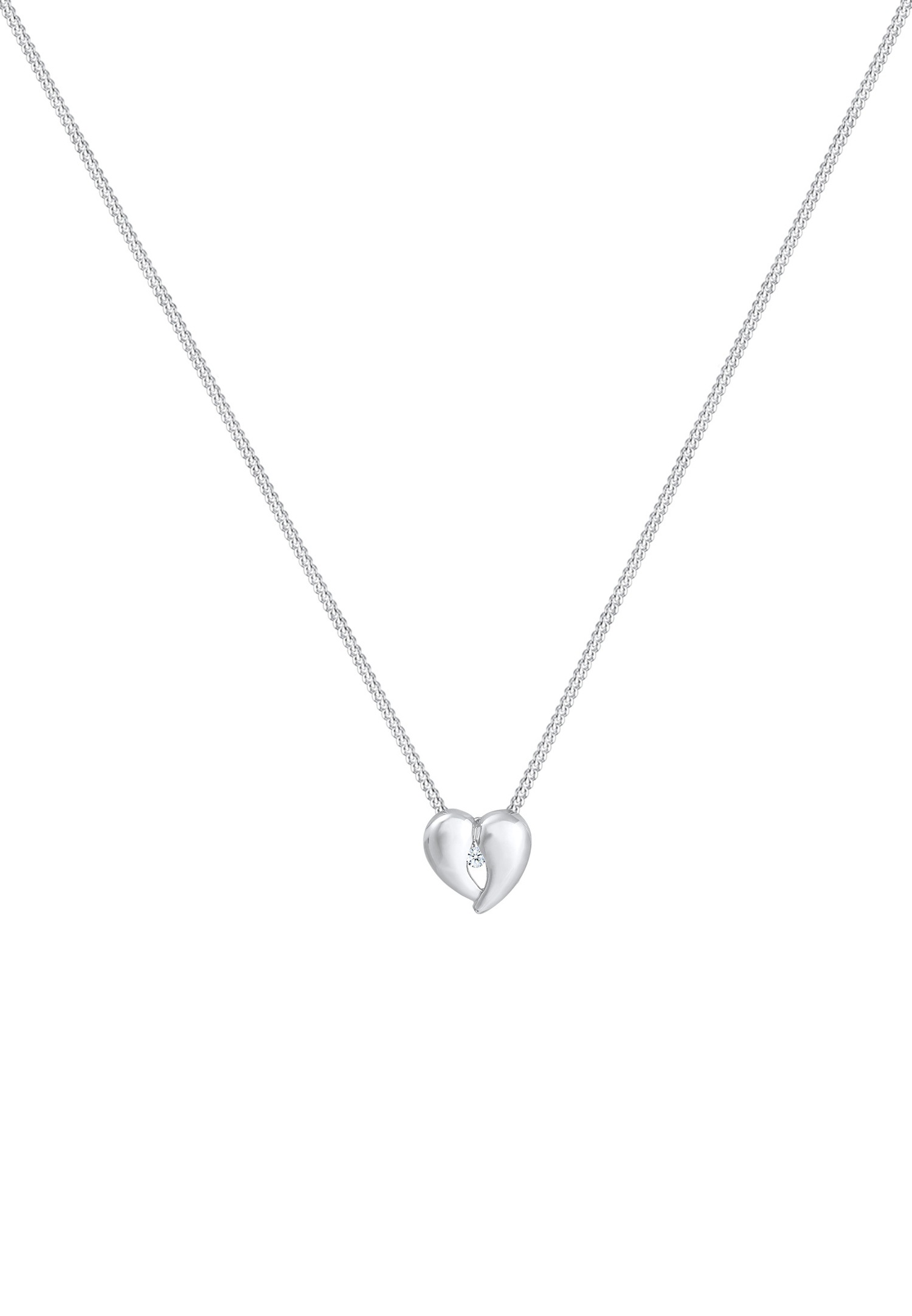 Elli DIAMONDS Filigrán szív alakú medál gyémánttal (0,03 karát) 925 sterling ezüstből