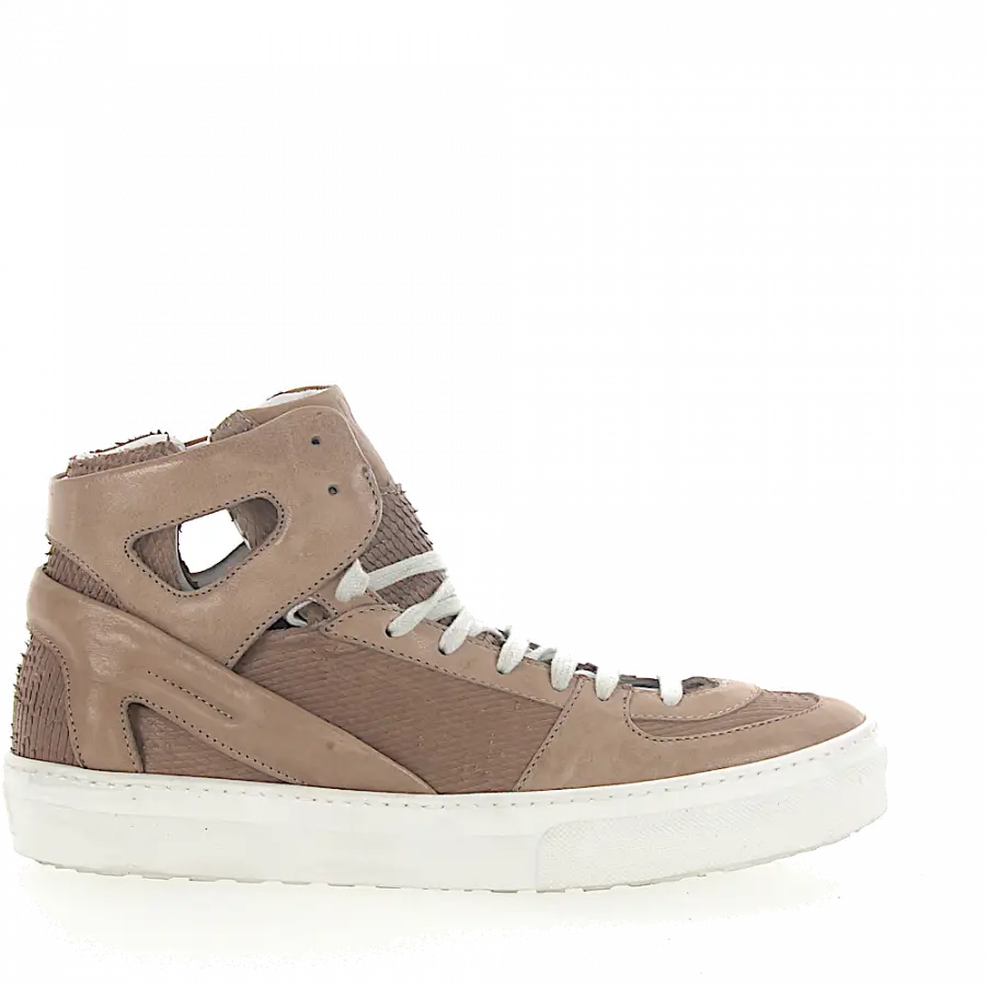Rossano Bisconti - Sneaker Mid Top 2013 Leder beige Schlangenprägung - grau