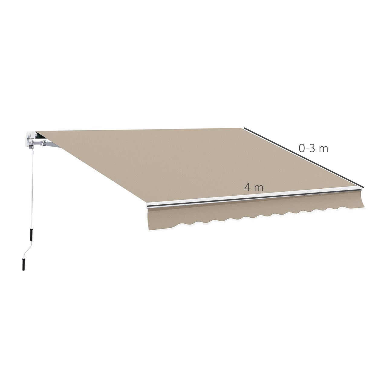 Outsunny Markise Alu-Markise Aluminium-Gelenkarm-Markise 3x4m Sonnenschutz Balkon Beige