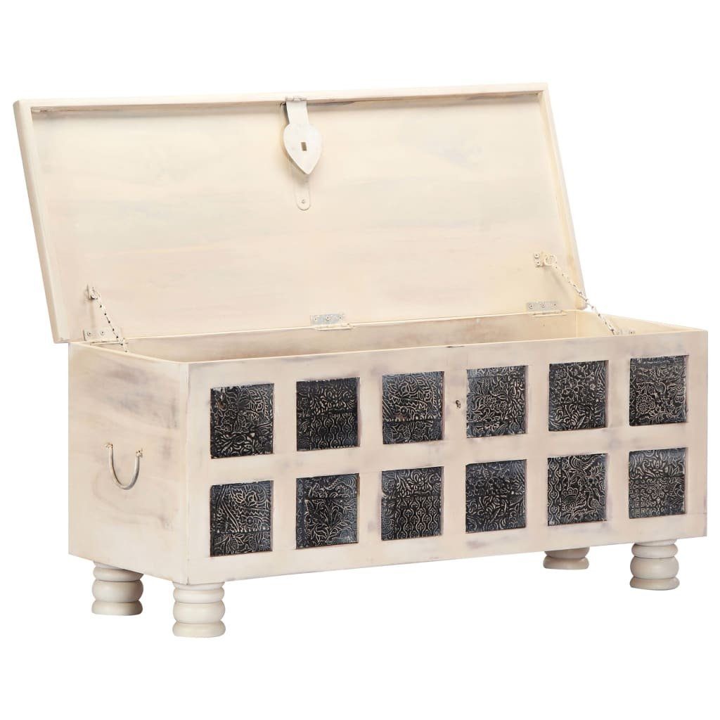 vidaXL Aufbewahrungsbox Aufbewahrungstruhe Weiß 110 x 40 x 45 cm Massivholz Akazie
