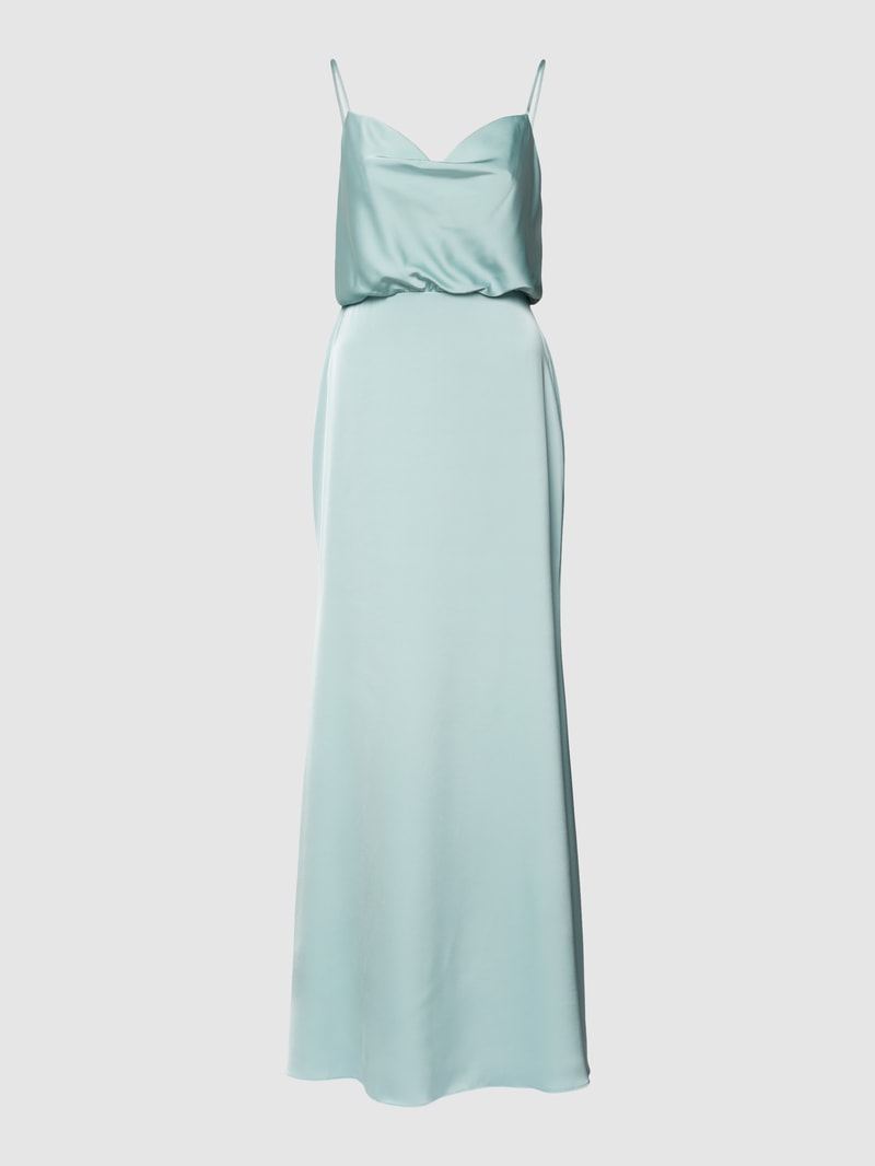 Abendkleid mit Wasserfall-Ausschnitt in mint