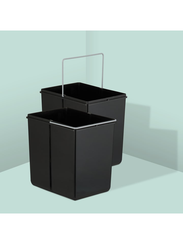 relaxdays Einbaumülleimer in Schwarz - 2x 15 l günstig kaufen onesize