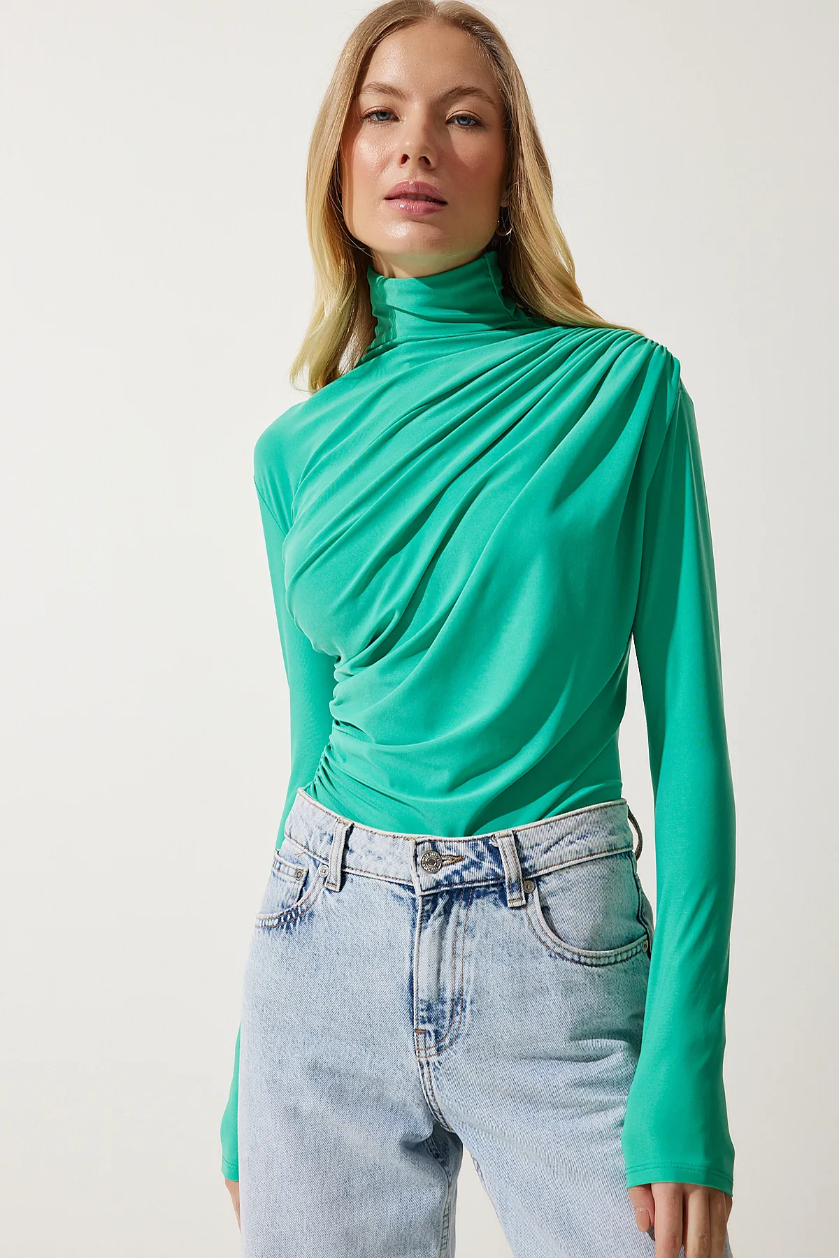 Happiness İstanbul  Bluse - Dunkelblau - Slim Fit