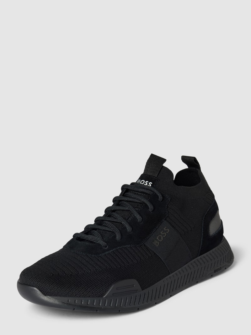Sneaker aus Leder-Mix Modell 'Titanium' in schwarz