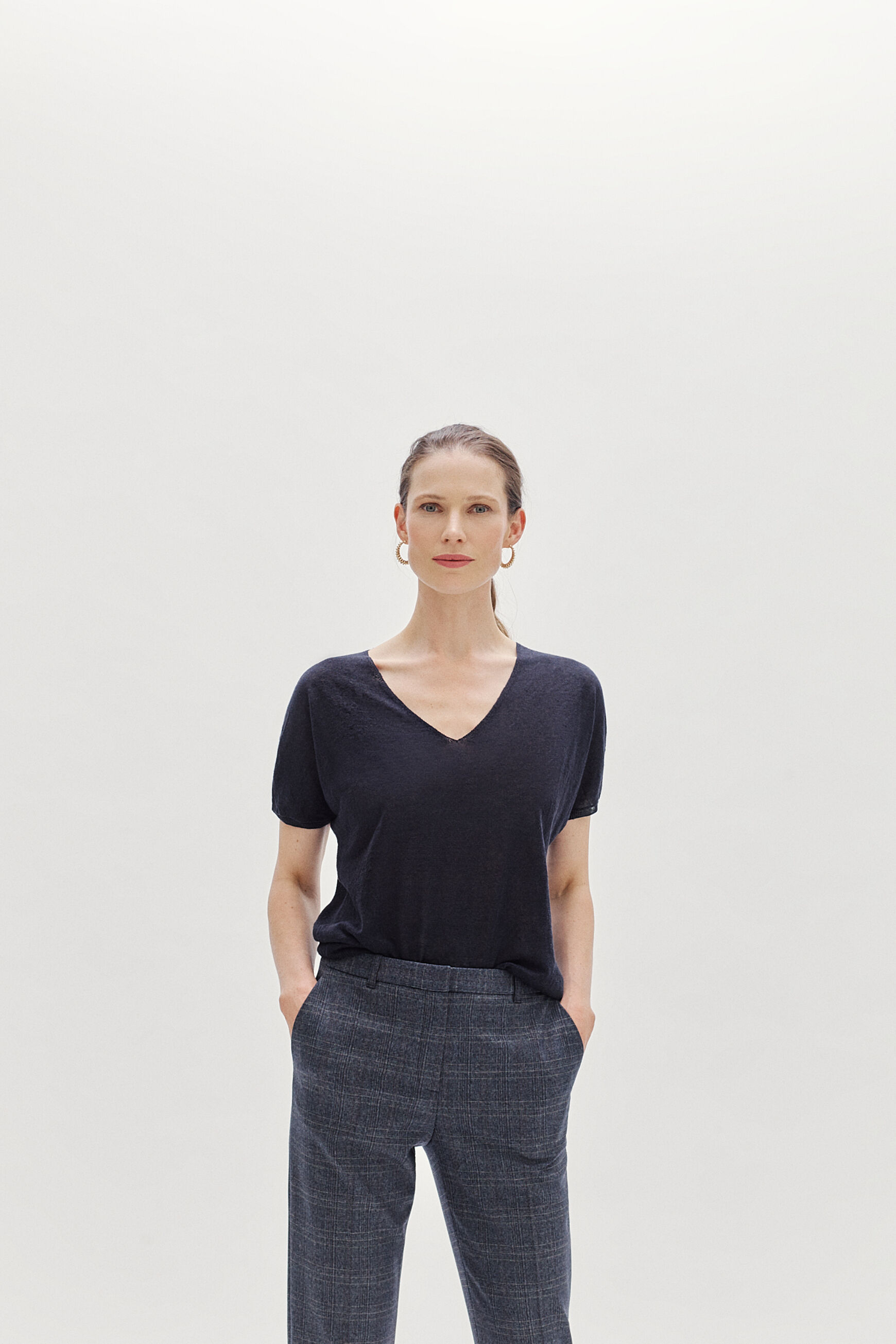 pull milane 100% lin bleu marine femme