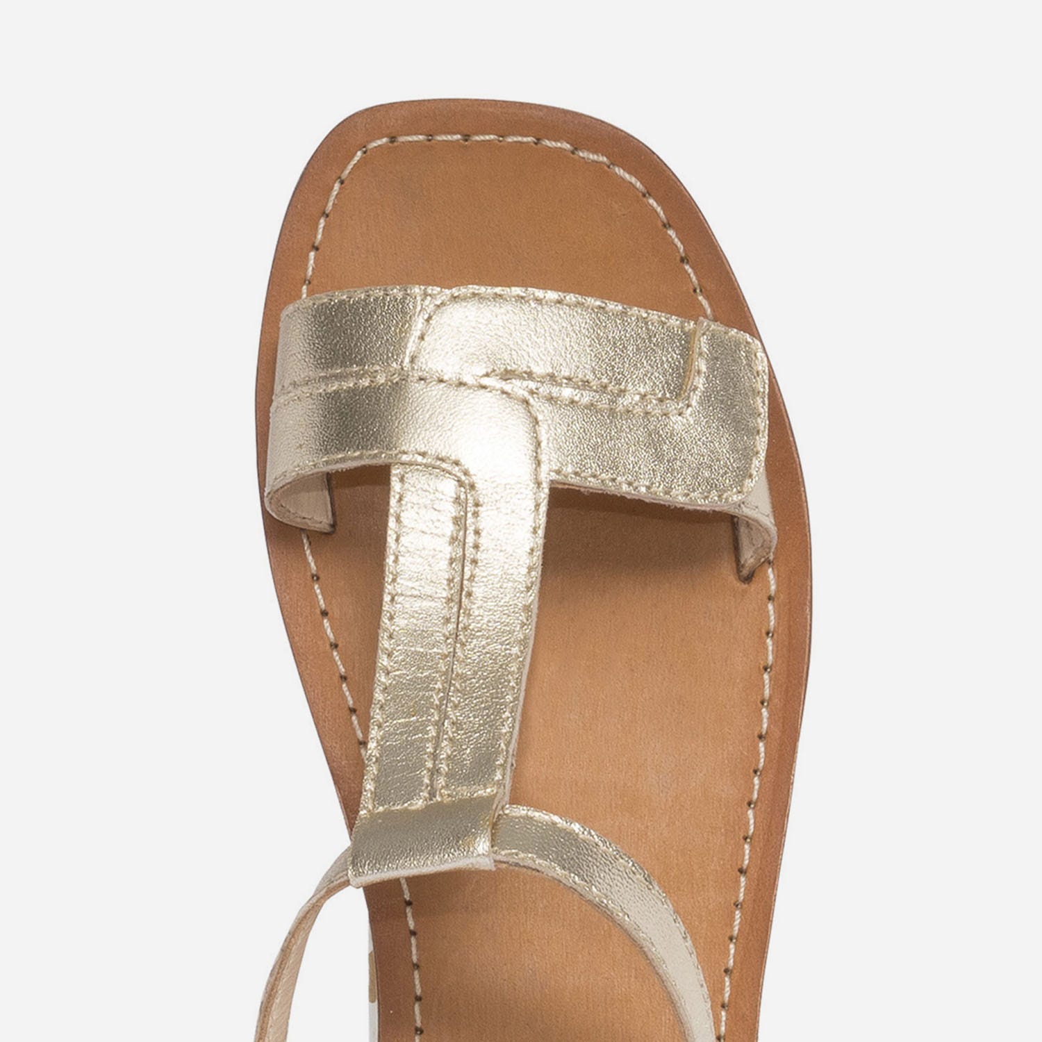 Sandale dorée en cuir