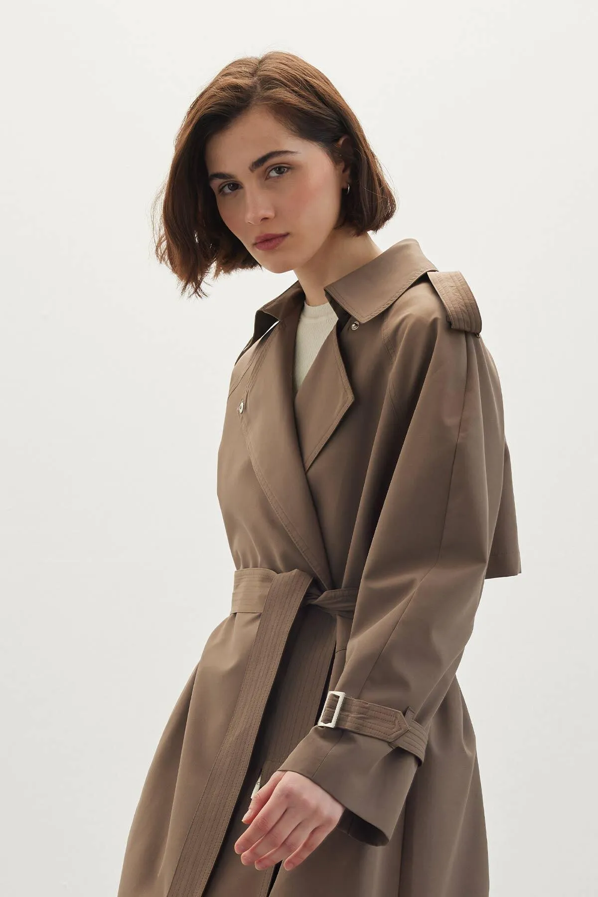 Manuka  Drapierter Trenchcoat mit Gürtel, Nerz