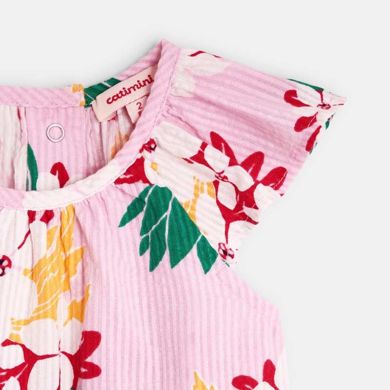 Blouse bébé fille rose fleurs exotiques Catimini
