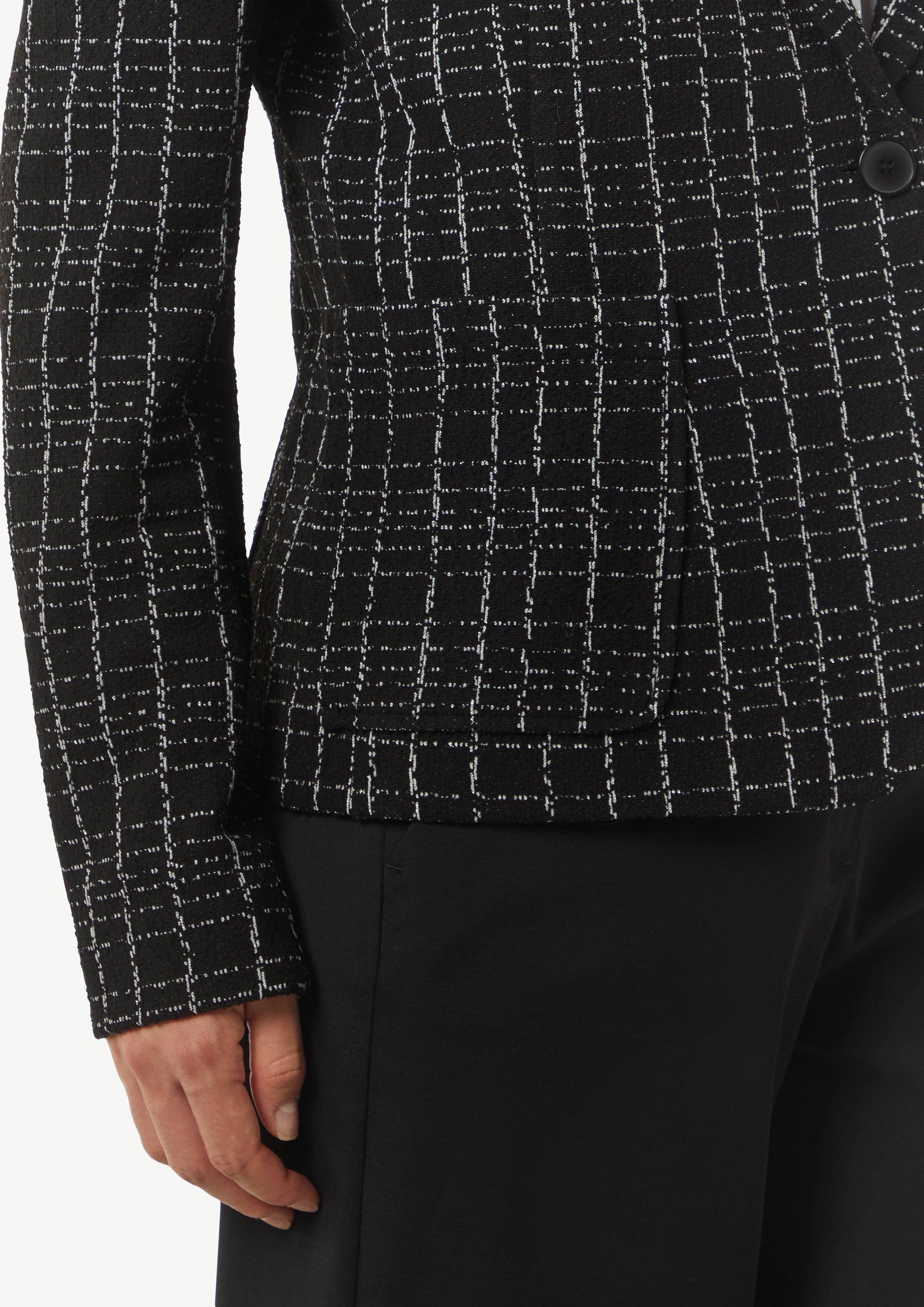 Bouclé-Blazer in karierter Musterung - schwarz