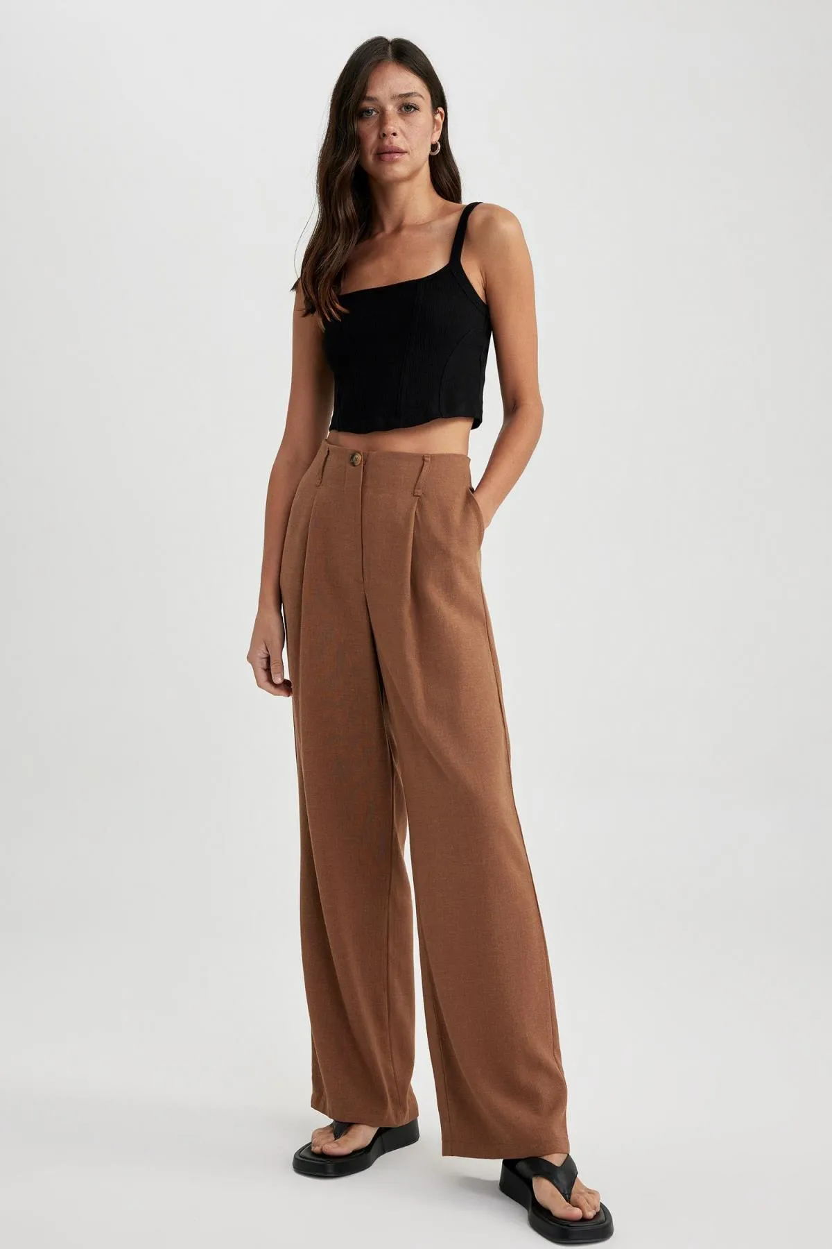 DeFacto  Hose aus Leinenmischung mit weitem Bein und hoher Taille Z5533az23sm