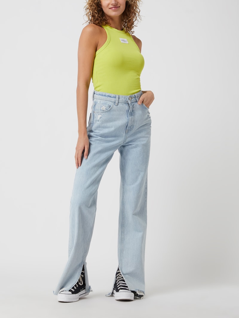 Crop Top mit Rippenstruktur  in hellgelb