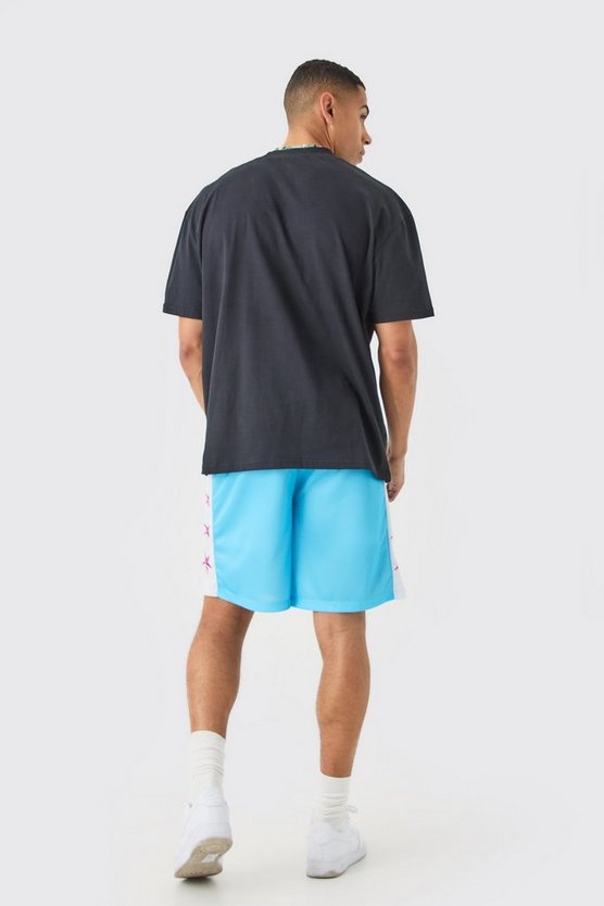 Oversize T-Shirt & Mesh-Shorts mit Print