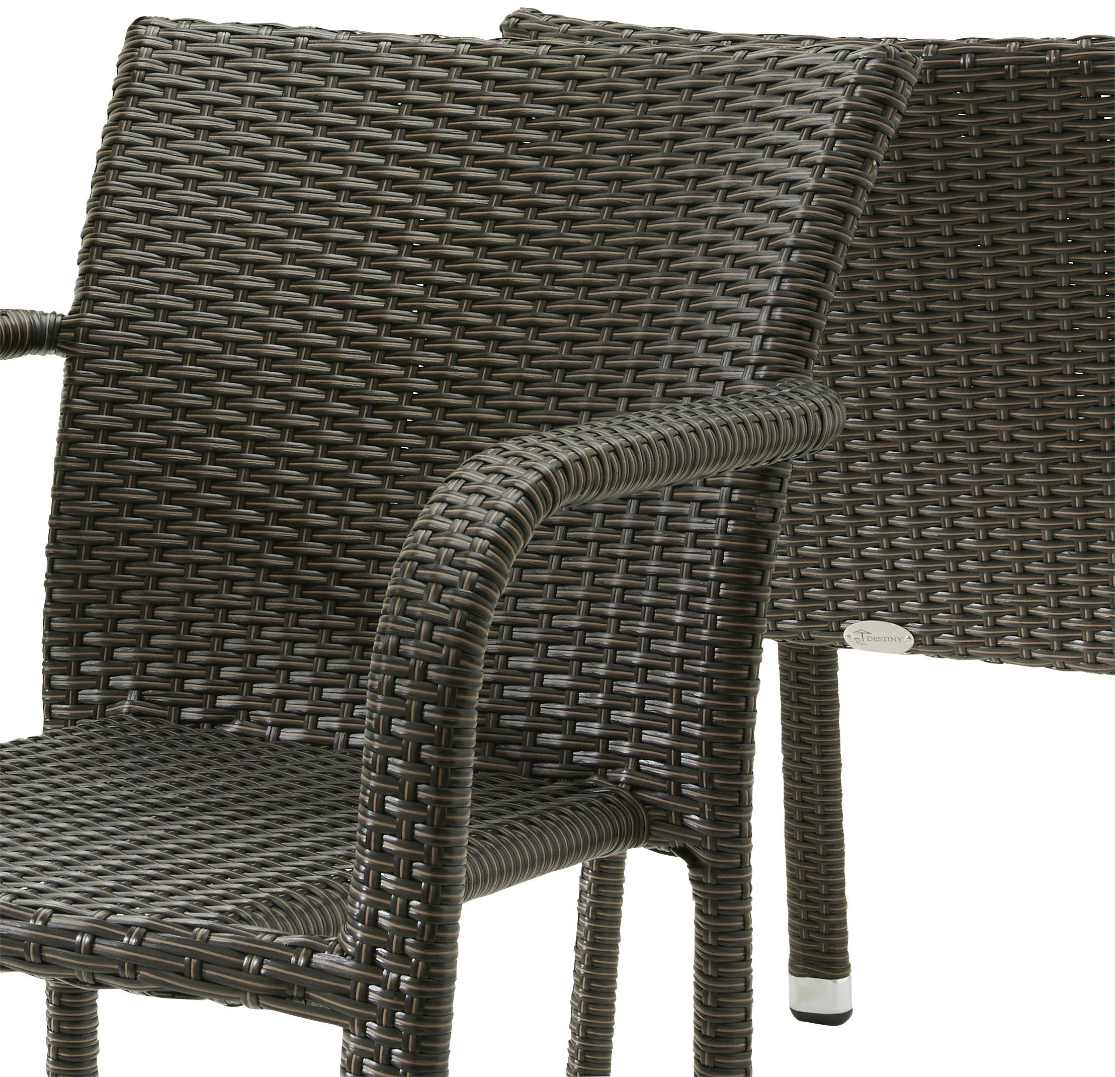 Destiny Gartensessel CARLOS (Set, 2-St), Polyrattan, stapelbar, braun, ohne Auflagen