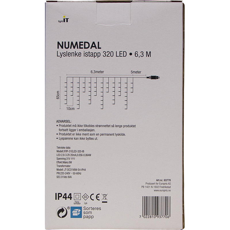 Home Lyslenke 320 LED Istappper, varmhvit, Numedal