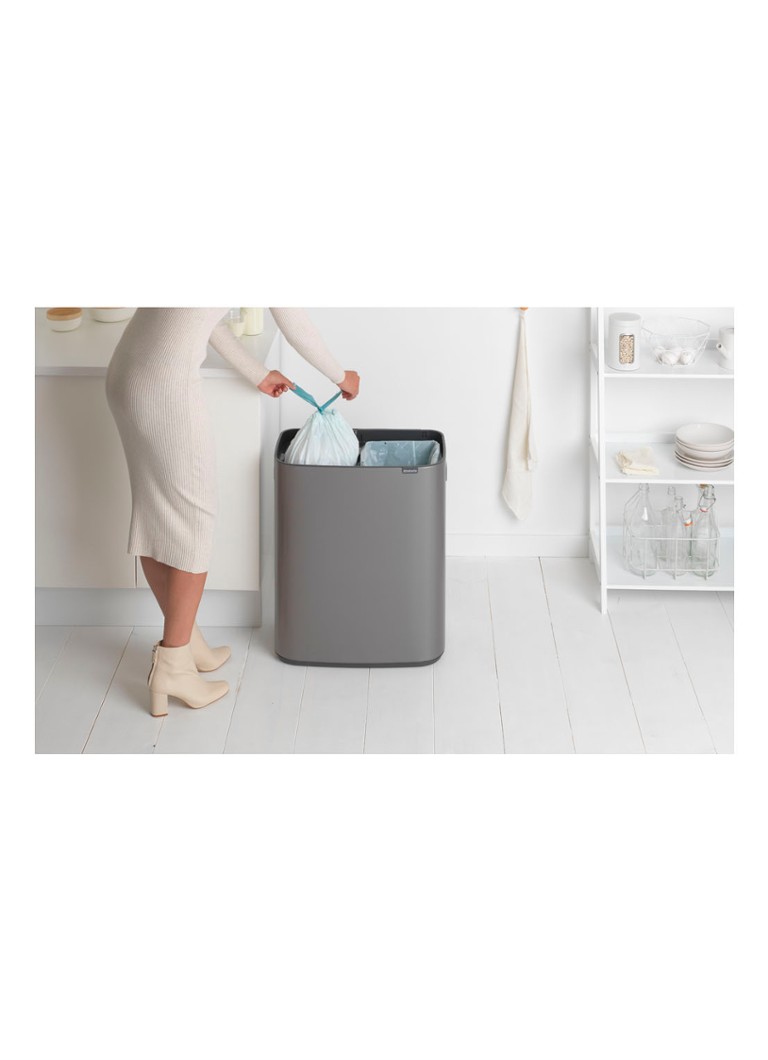 Kosz Brabantia Bo Touch Bin z pokrywą, 2 x 30 litrów, pojemnik na odpady z podwójnym podziałem