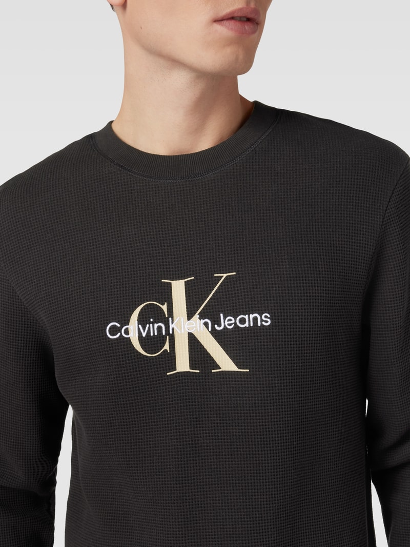Longsleeve in Waffelstruktur Modell 'ARCHIVAL' in black