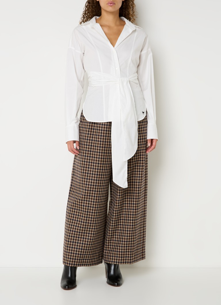Pantaloni MaxMara Ebe cu talie înaltă și croială largă, din amestec de lână în carouri.