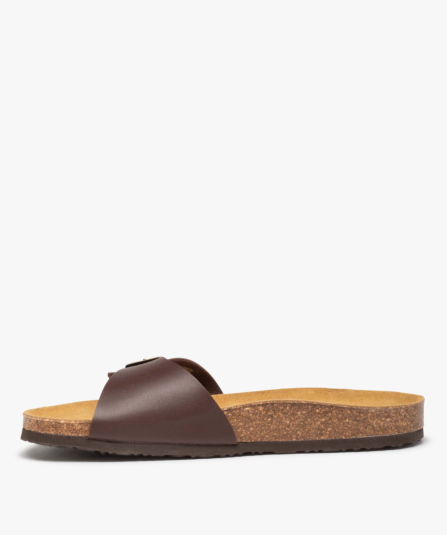Sandales homme avec large bride à boucle marron | GEMO