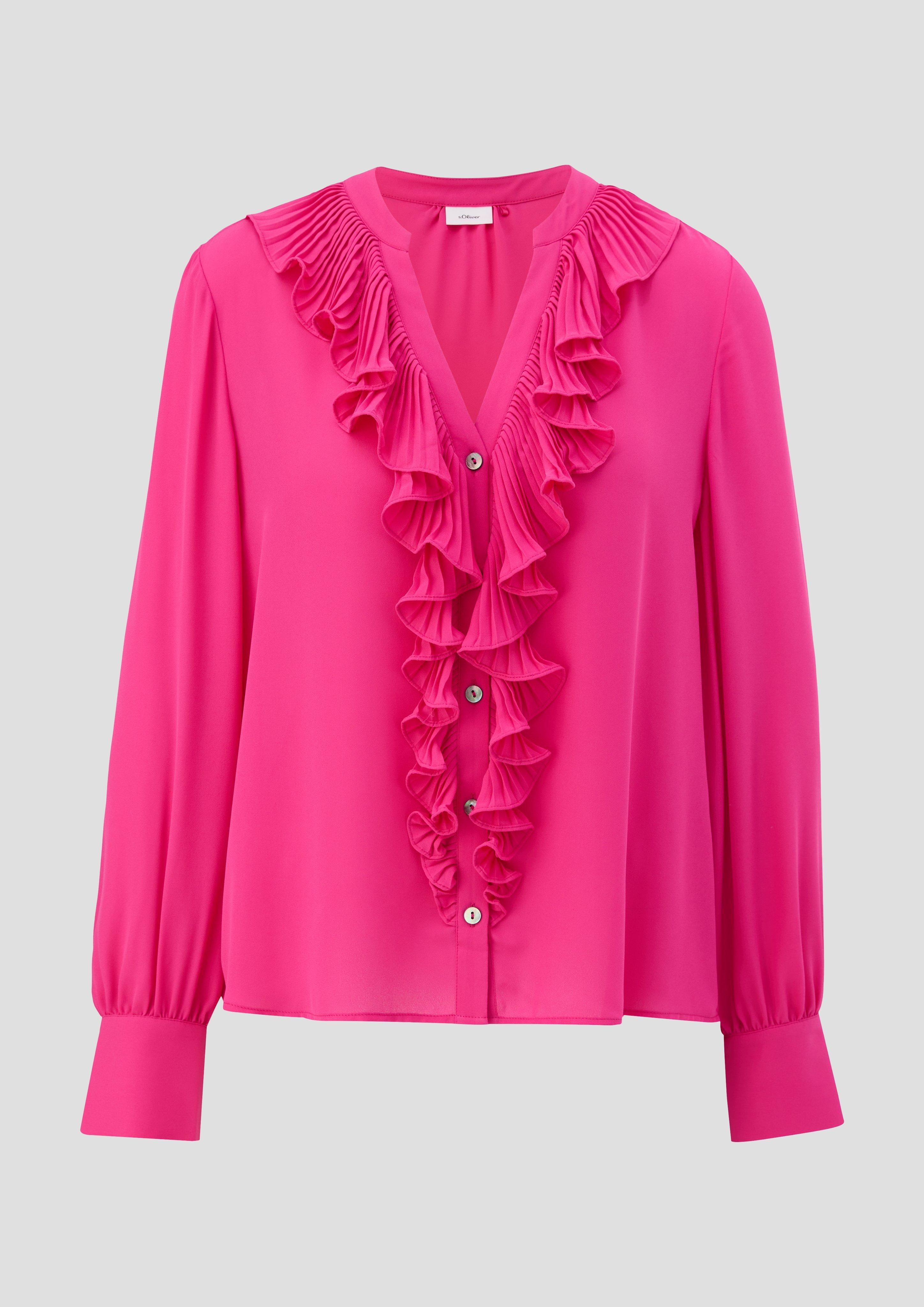 Crêpe-Bluse mit plissierten Volants  2139580-4528