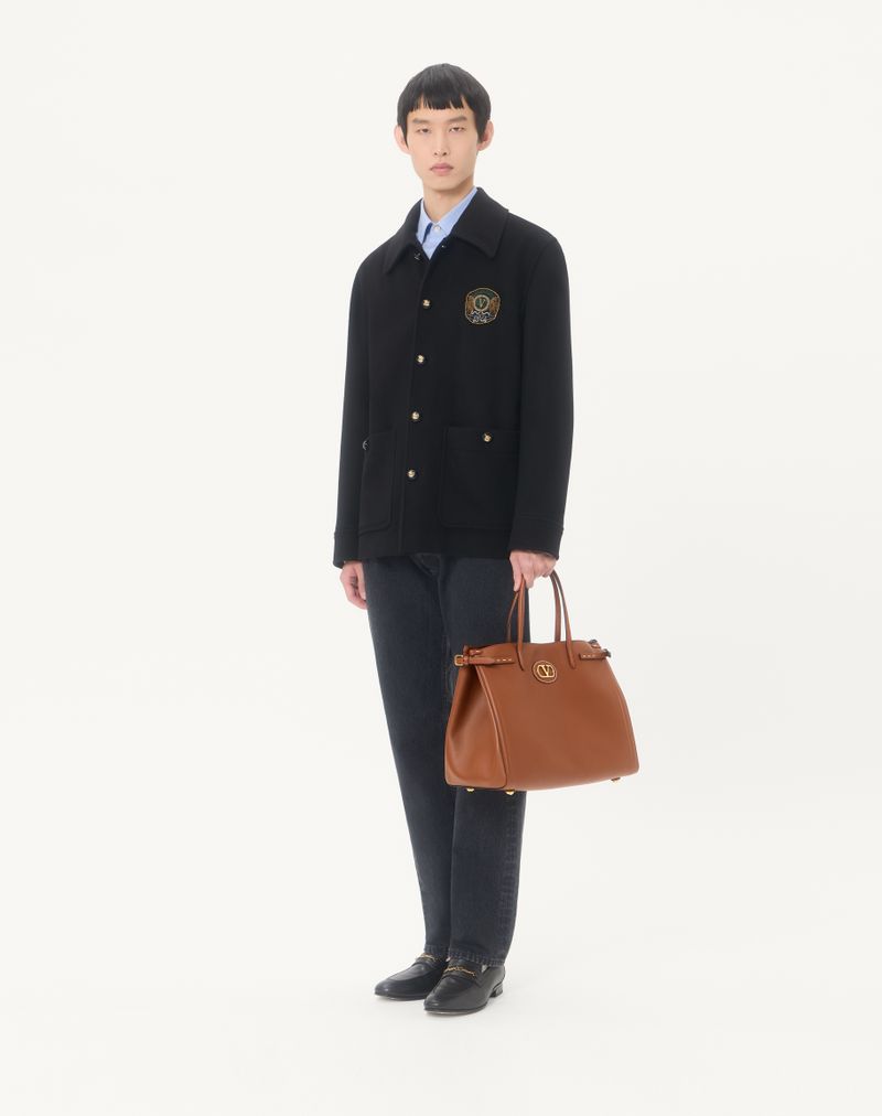 Bolsa de compras Valentino Garavani Antibes média em couro de bezerro