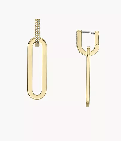 Fossil Hängeohrringe Heritage D-Link Glitz Edelstahl goldfarben