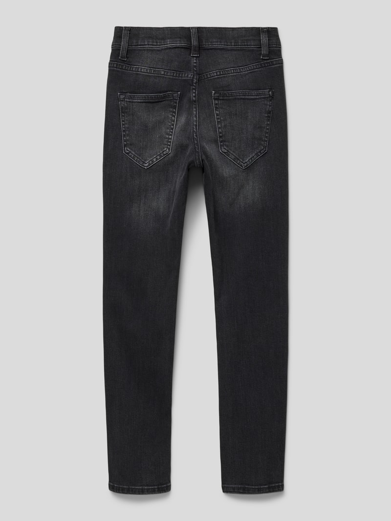 Slim Fit Jeans im Used-Look in schwarz