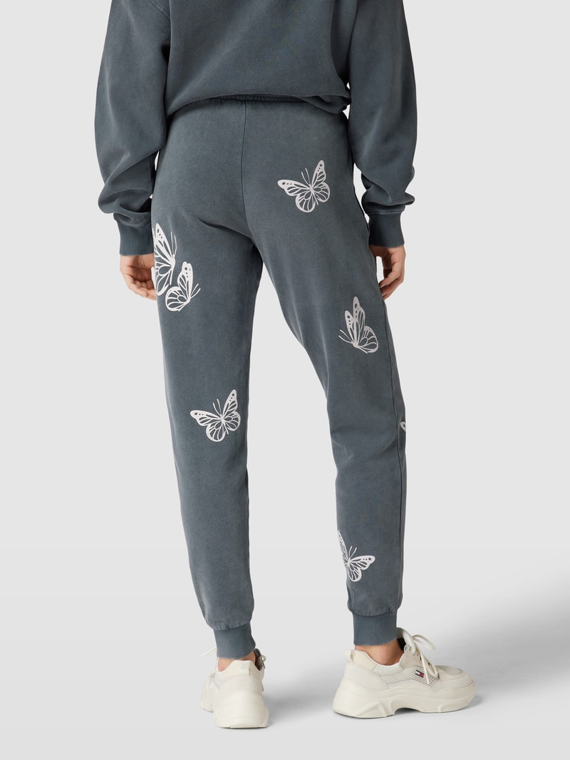 Sweatpants mit Motiv-Print in anthrazit