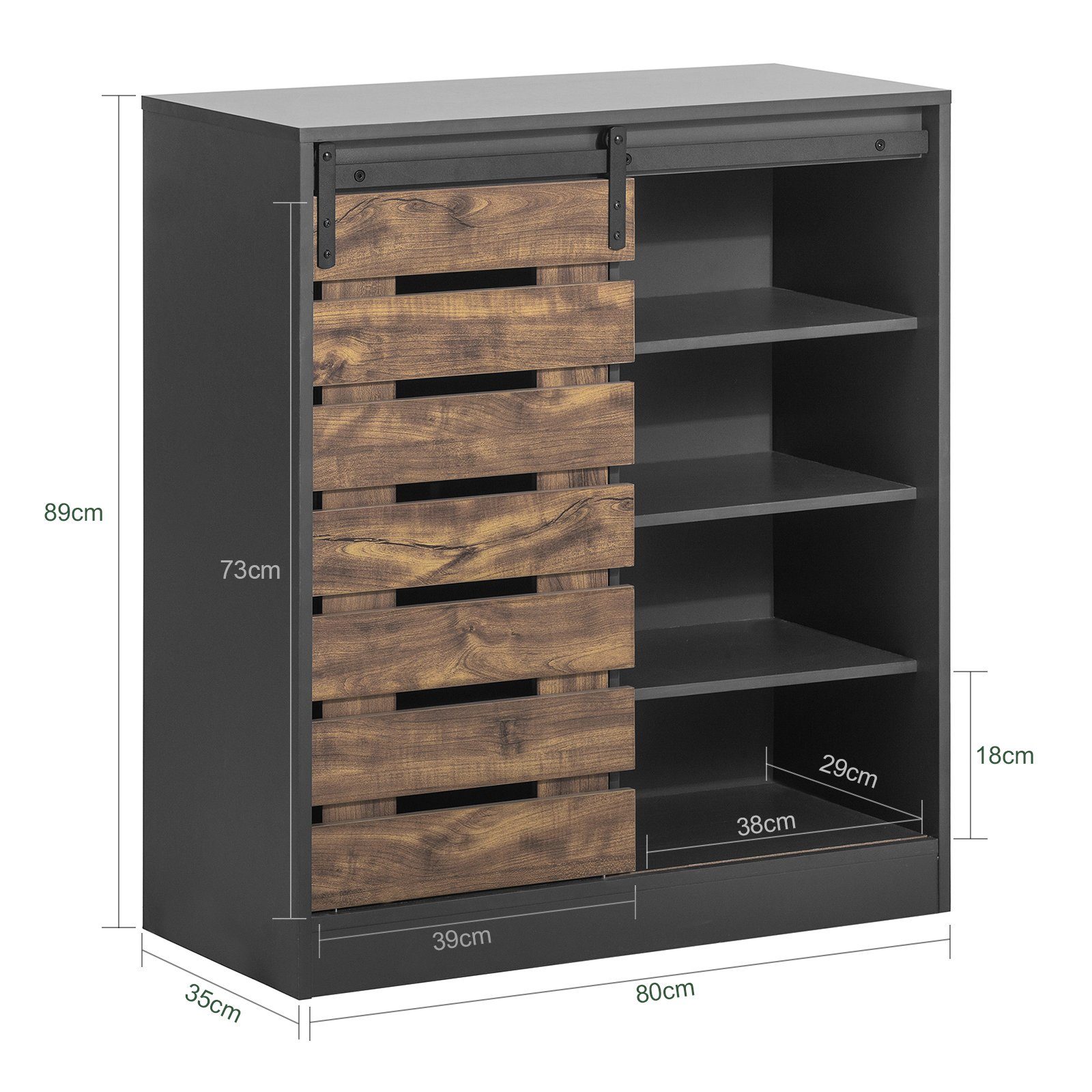 SoBuy Sideboard FSB65, Schuhschrank mit Schiebetür Kommode Schrank Küchenschrank Flurschrank
