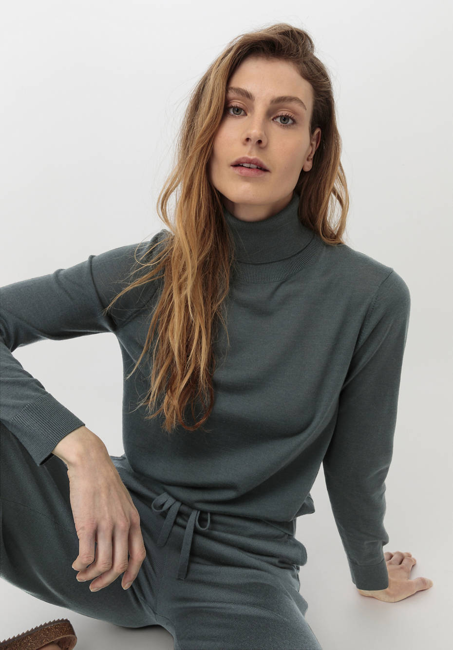 Rollkragenpullover aus reiner Bio-Merinowolle