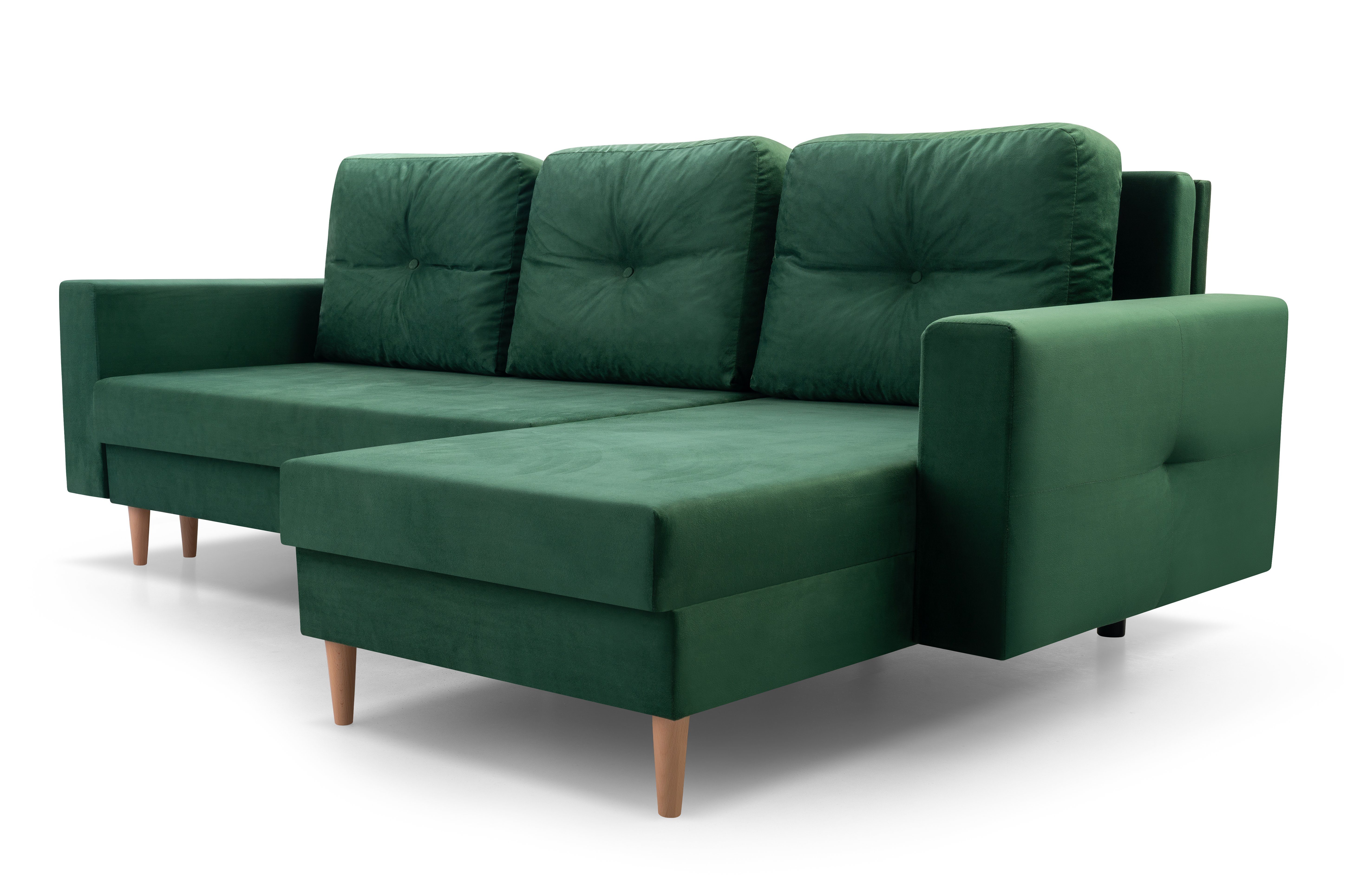 MOEBLO Ecksofa Carl, Ottomane Links als auch rechts montierbar Couch für Wohnzimmer, Schlafsofa Sofagarnitur Sofa Eckcouch L-Form Wohnlandschaft, mit Bettkasten und Schlaffunktion