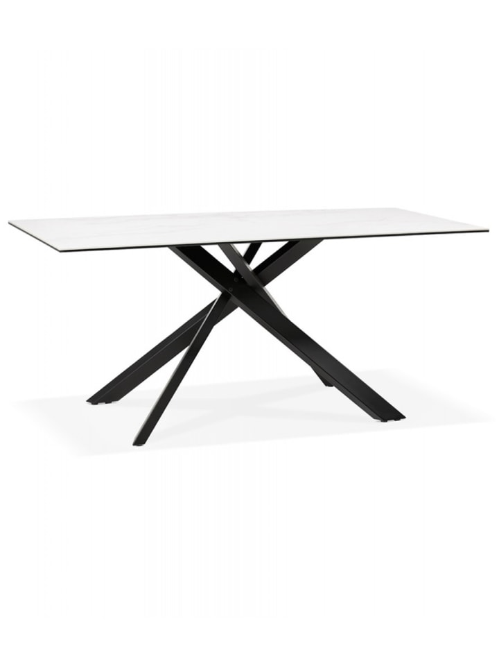 KADIMA DESIGN Esstisch mit Glasplatte und Metallgestell | Marmoroptik in Weiß-Schwarz günstig kaufen onesize