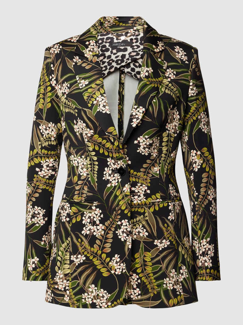Blazer mit floralem Muster in schwarz