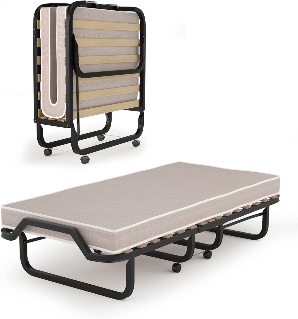 Costway 80x200cm Gästebett Klappbar, Faltbares Faltbett mit Matratze aus Rückstellschaum