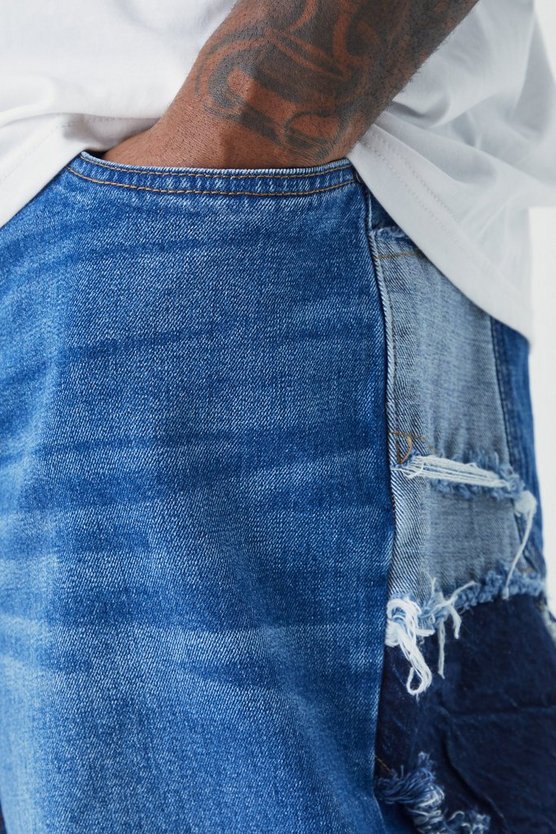 Plus lockere Patchwork Jeans